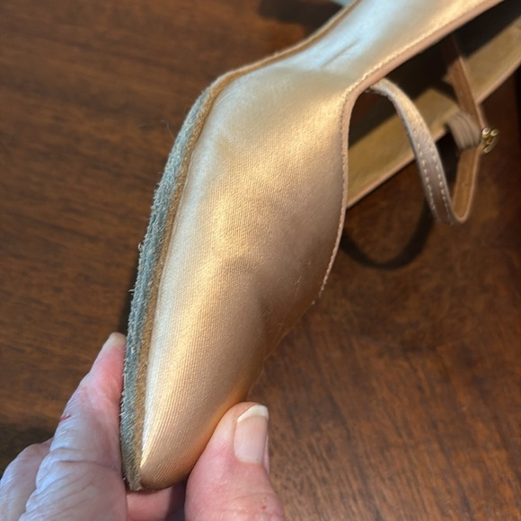 Ballroom dance shoes  satin  light Peach/rose gold  rhinestone buckle
Leather so - Picture 12 of 16